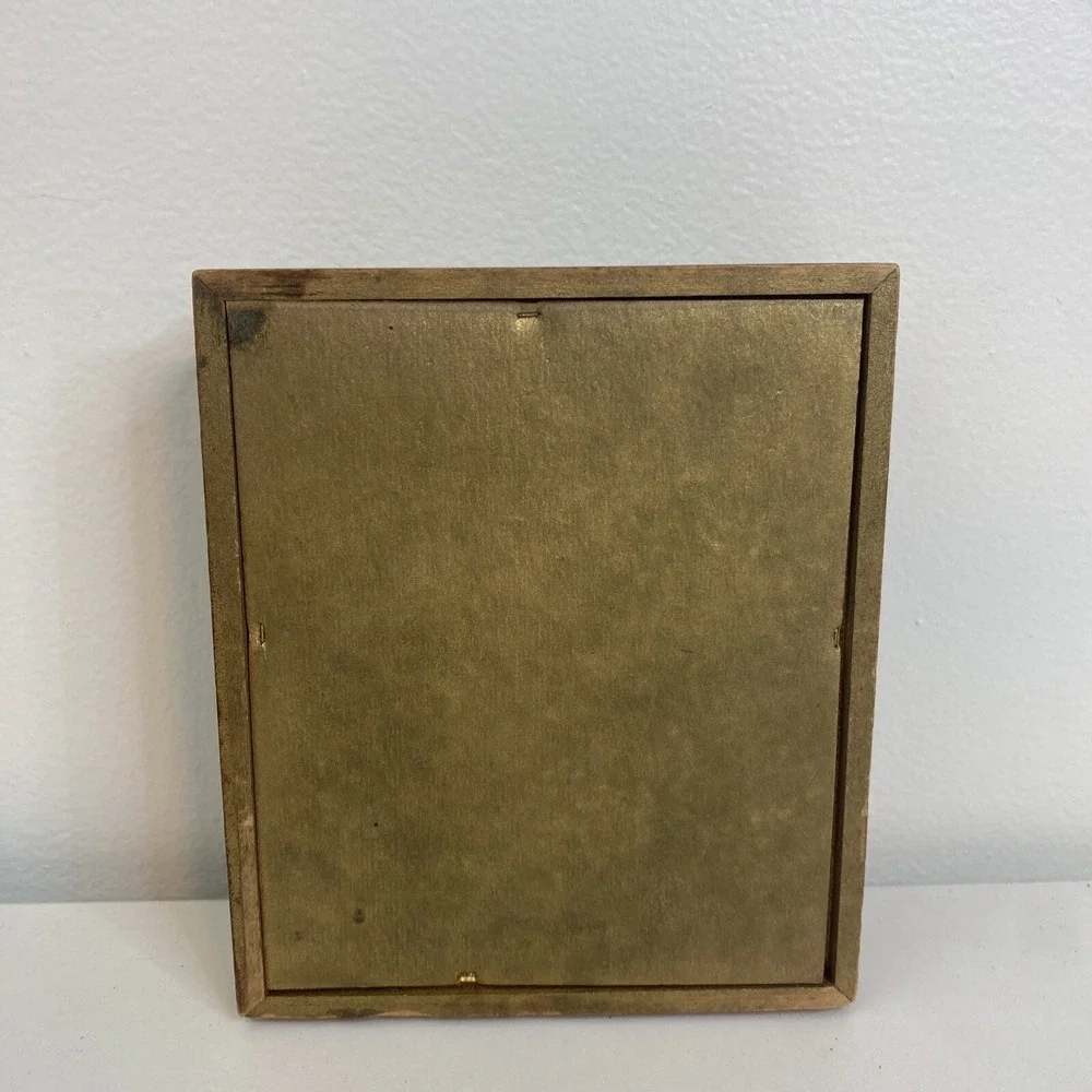 Vintage Wood Vanity Dresser Gold Jewelry Box Mirror 5x6